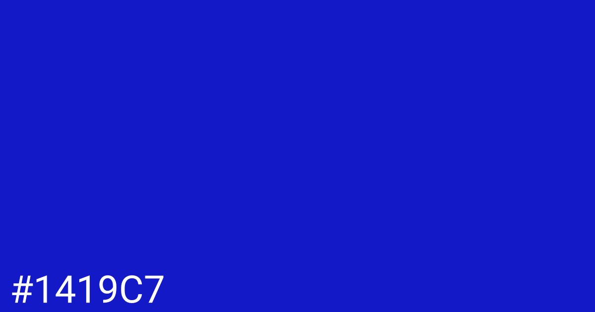 Hex color #1419c7 graphic