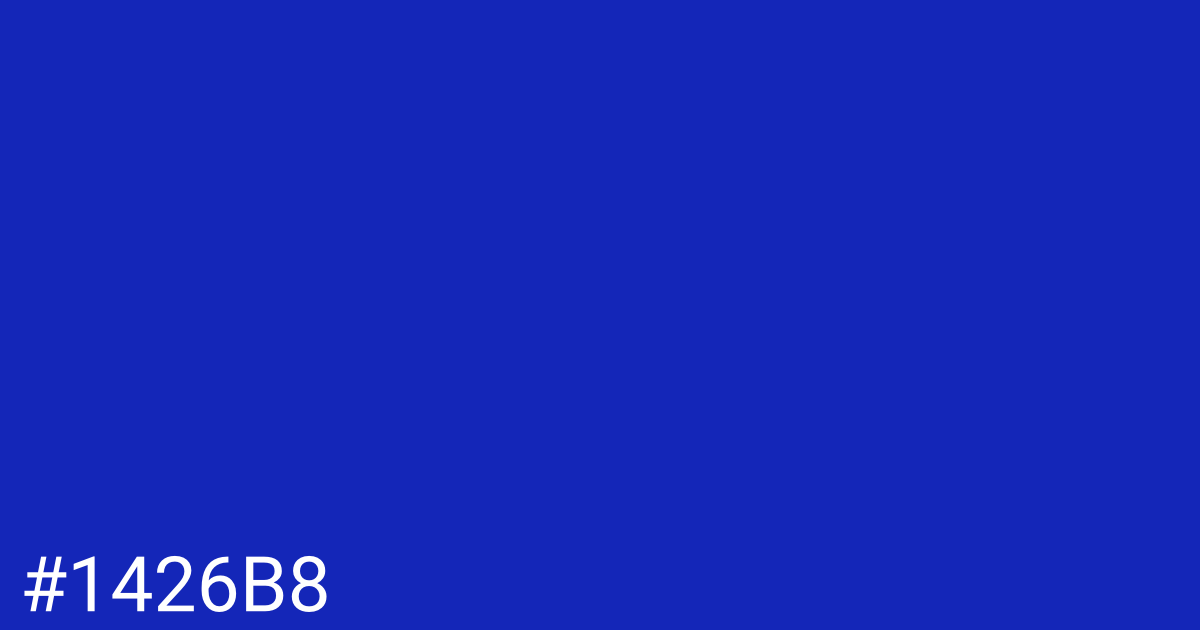 Hex color #1426b8 graphic