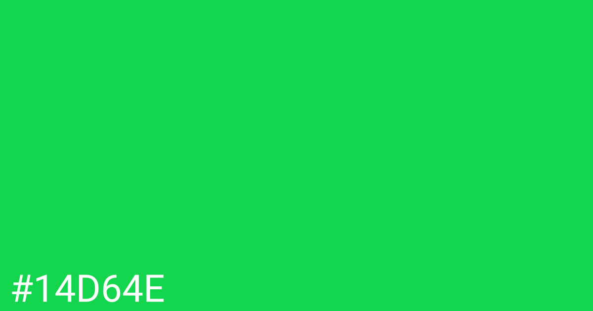Hex color #14d64e graphic