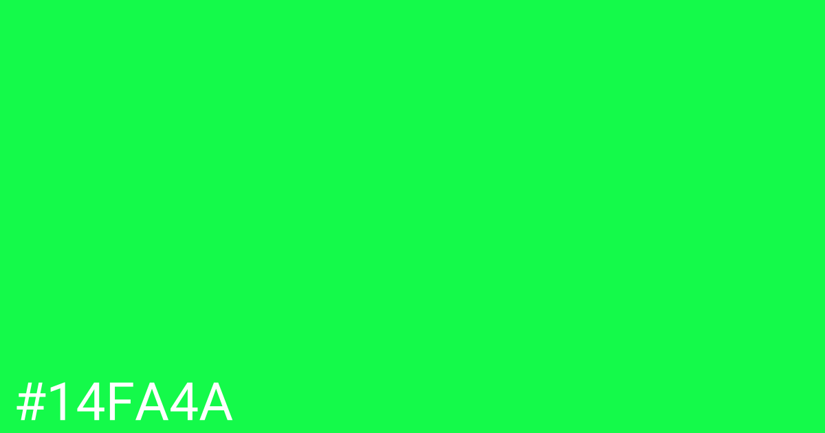 Hex color #14fa4a graphic