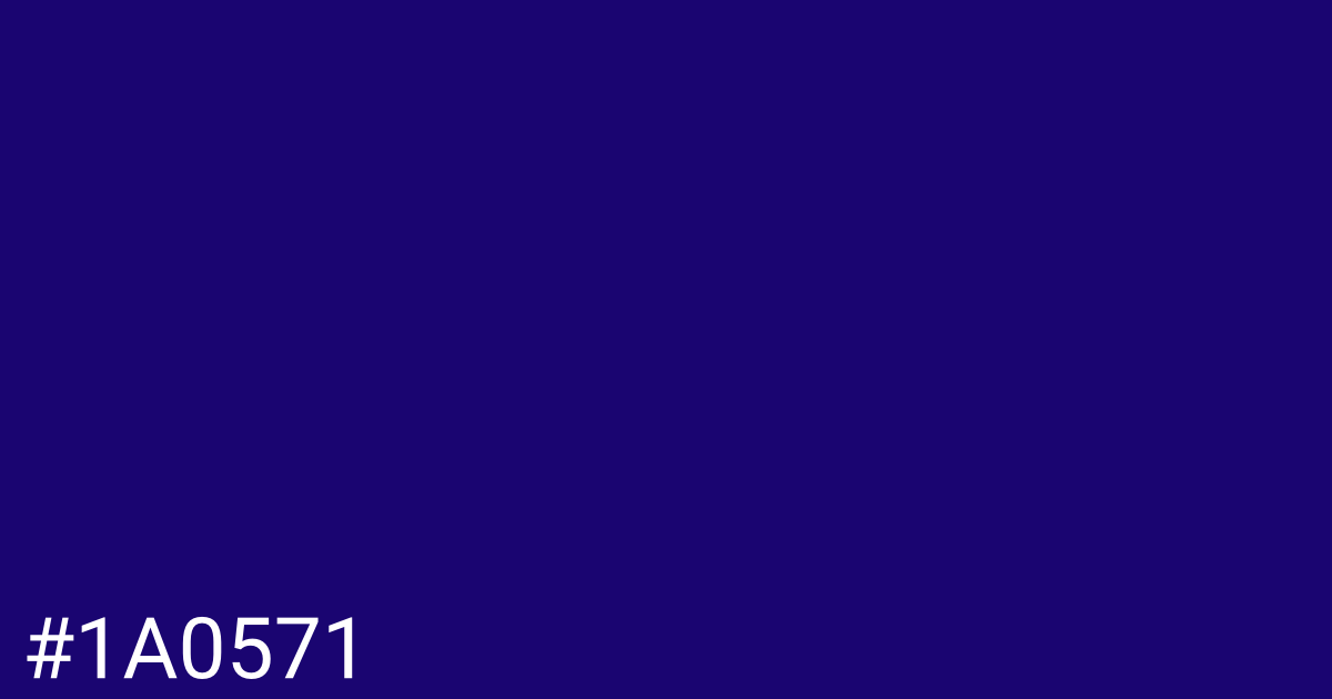 Hex color #1a0571 graphic