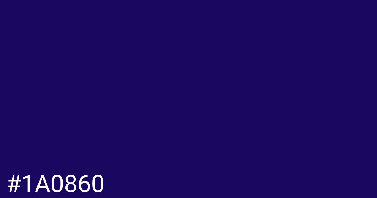 Hex color #1a0860 graphic