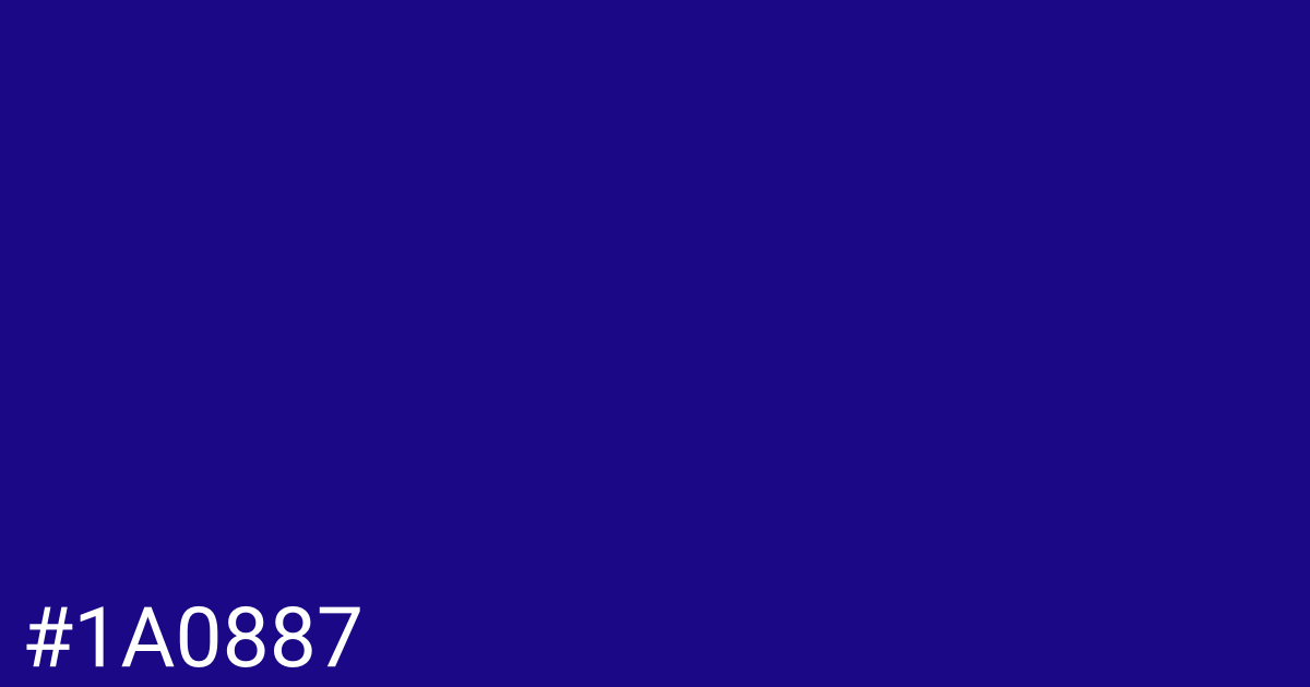 Hex color #1a0887 graphic