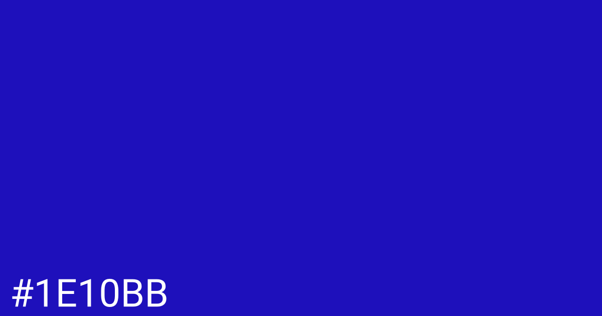 Hex color #1e10bb graphic