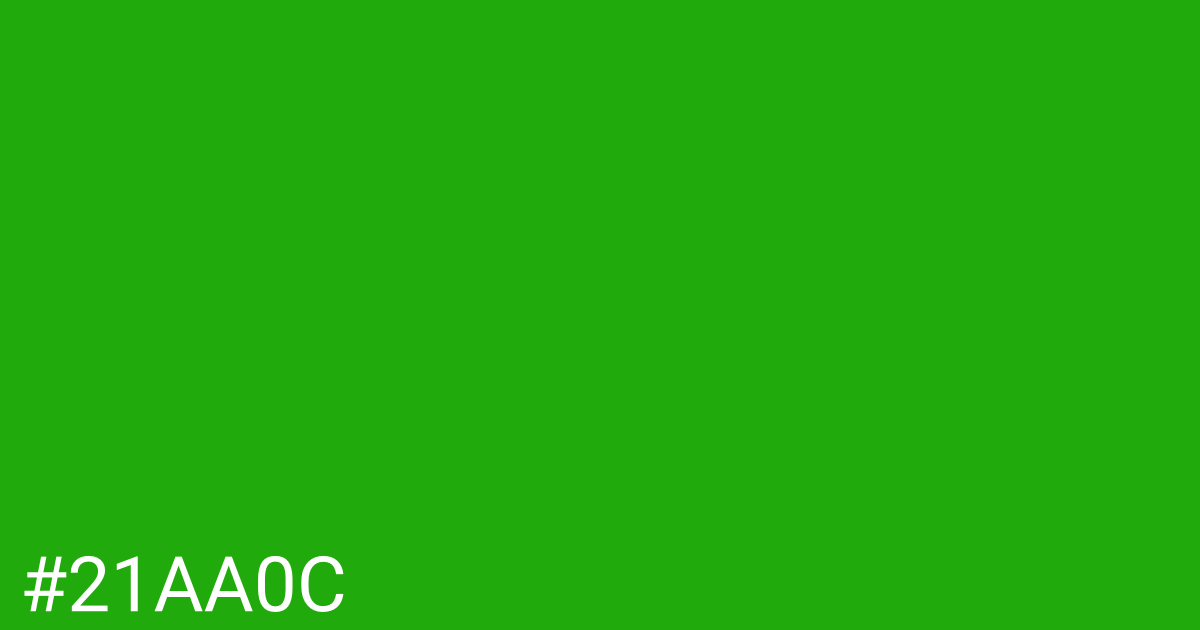Hex color #21aa0c graphic