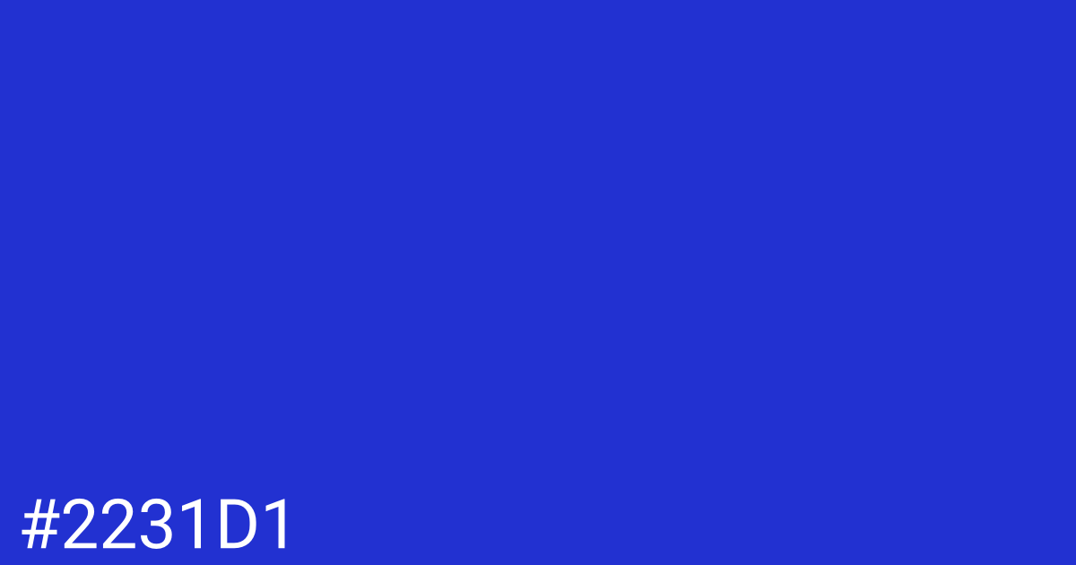 Hex color #2231d1 graphic