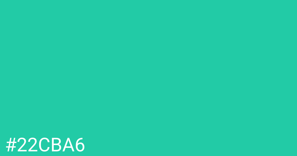 Hex color #22cba6 graphic