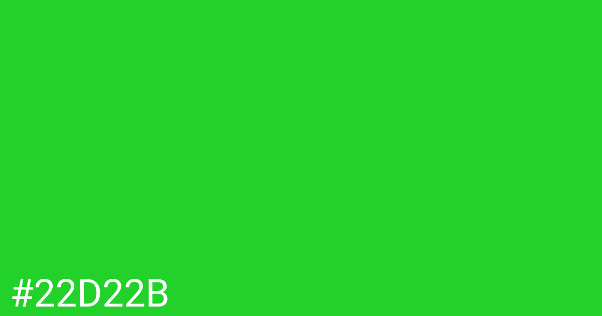 Hex color #22d22b graphic