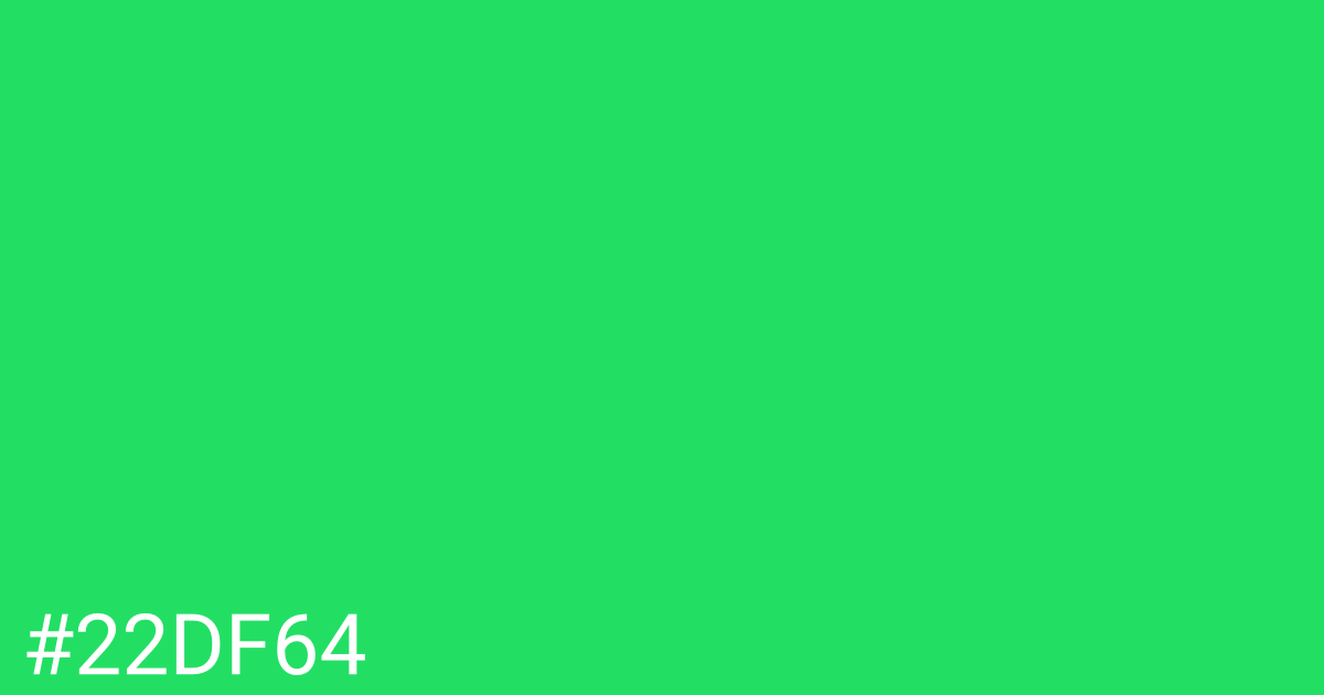 Hex color #22df64 graphic