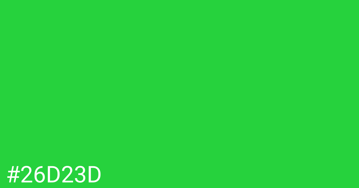 Hex color #26d23d graphic
