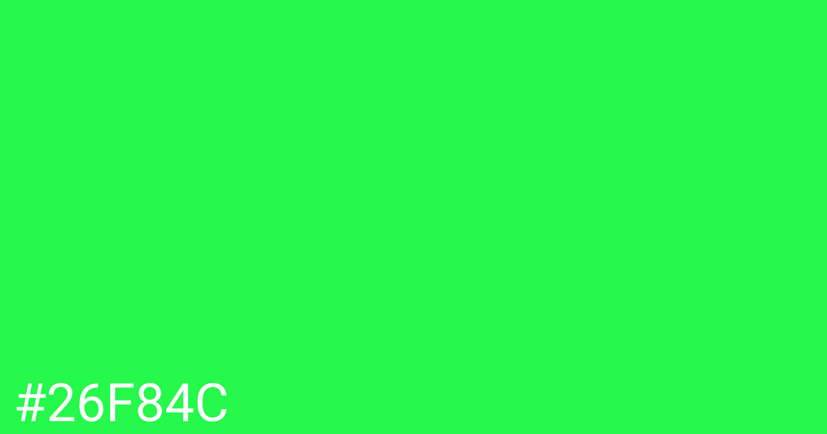 Hex color #26f84c graphic