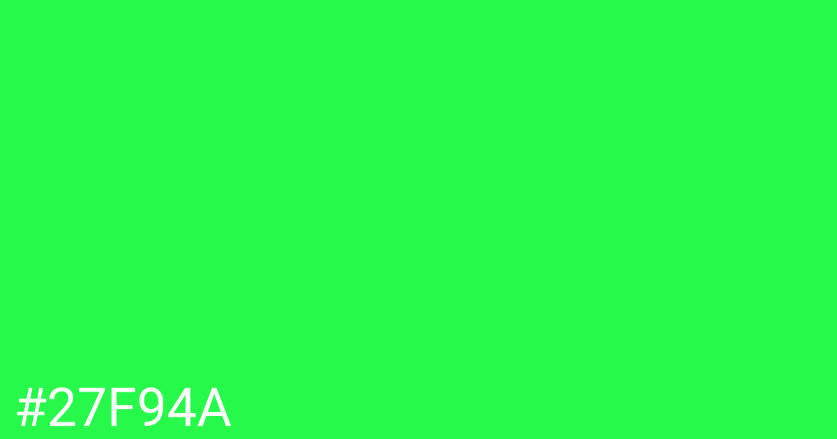 Hex color #27f94a graphic