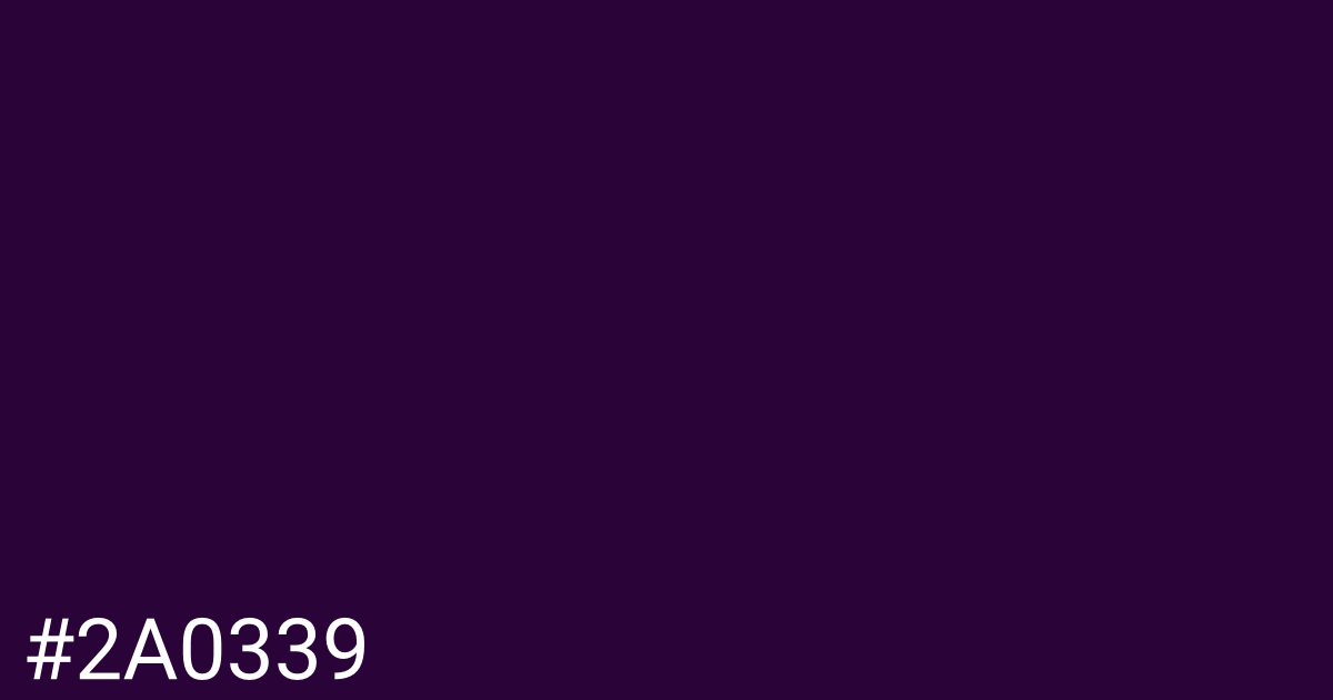Hex color #2a0339 graphic