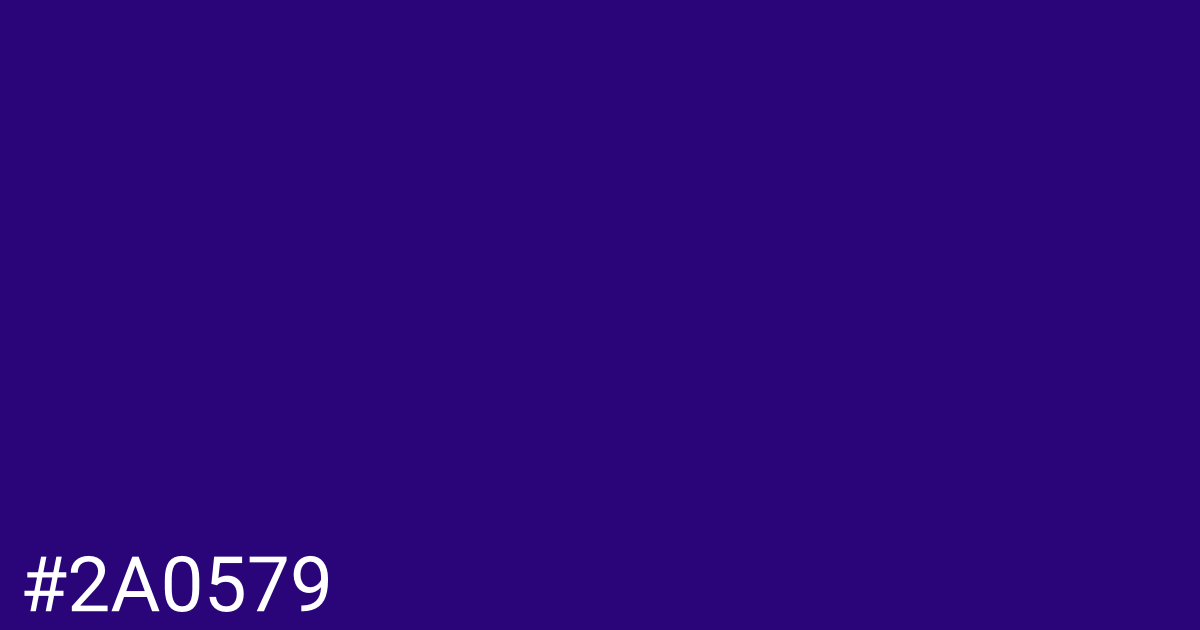 Hex color #2a0579 graphic