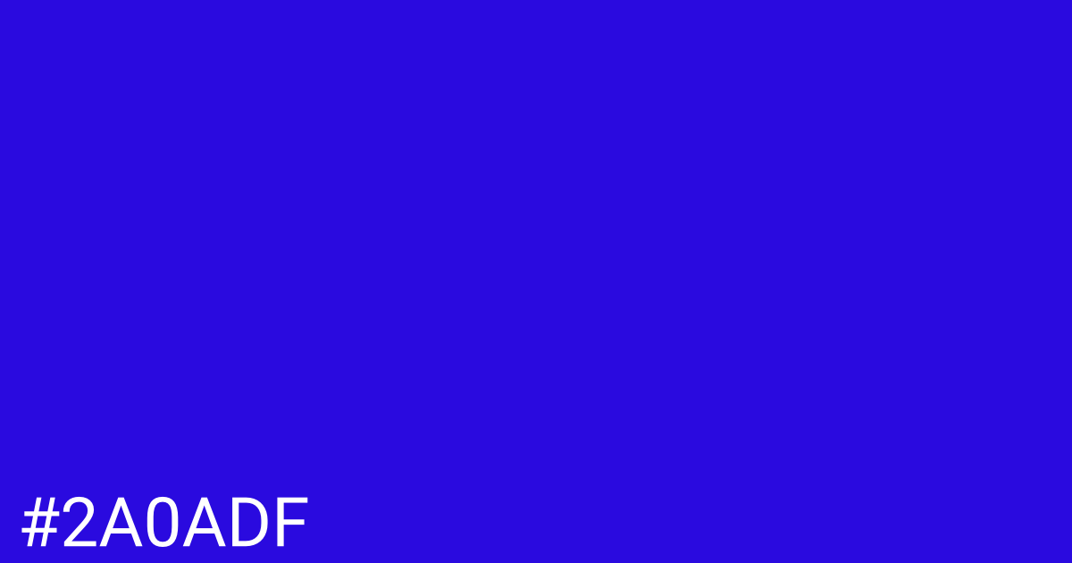 Hex color #2a0adf graphic