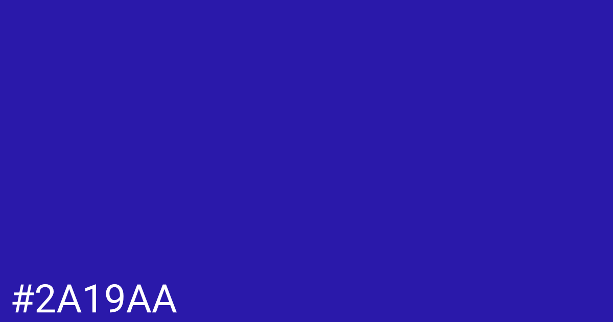 Hex color #2a19aa graphic