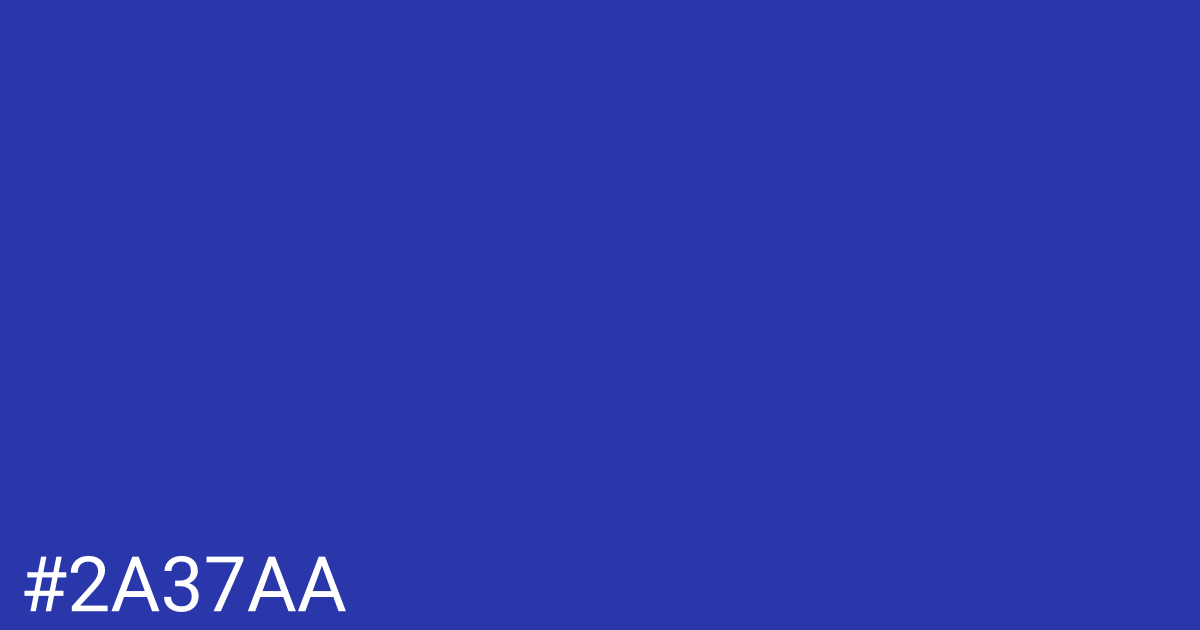 Hex color #2a37aa graphic