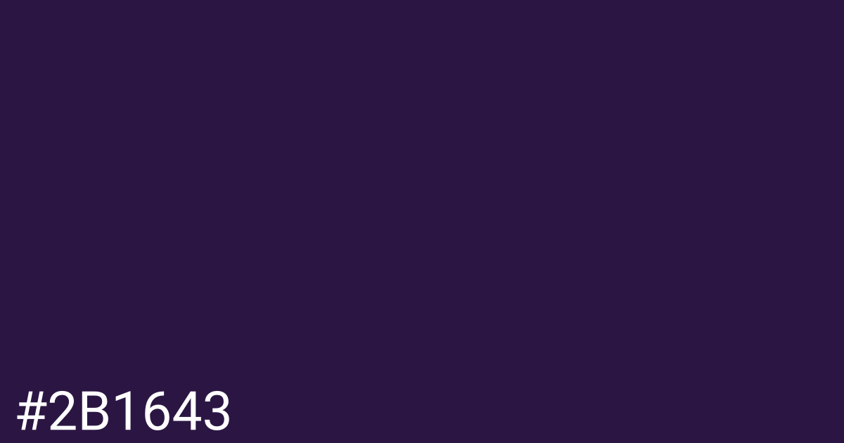 Hex color #2b1643 graphic