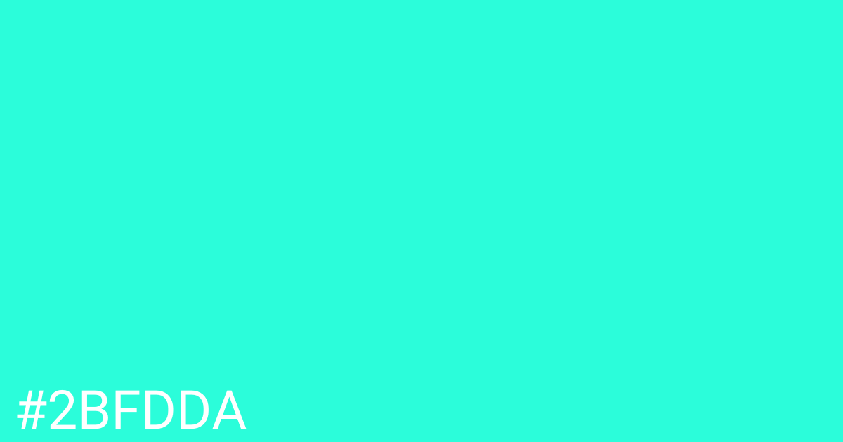 Hex color #2bfdda graphic