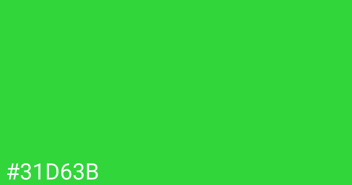 Hex color #31d63b graphic
