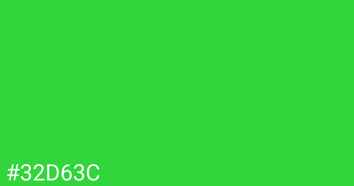 Hex color #32d63c graphic