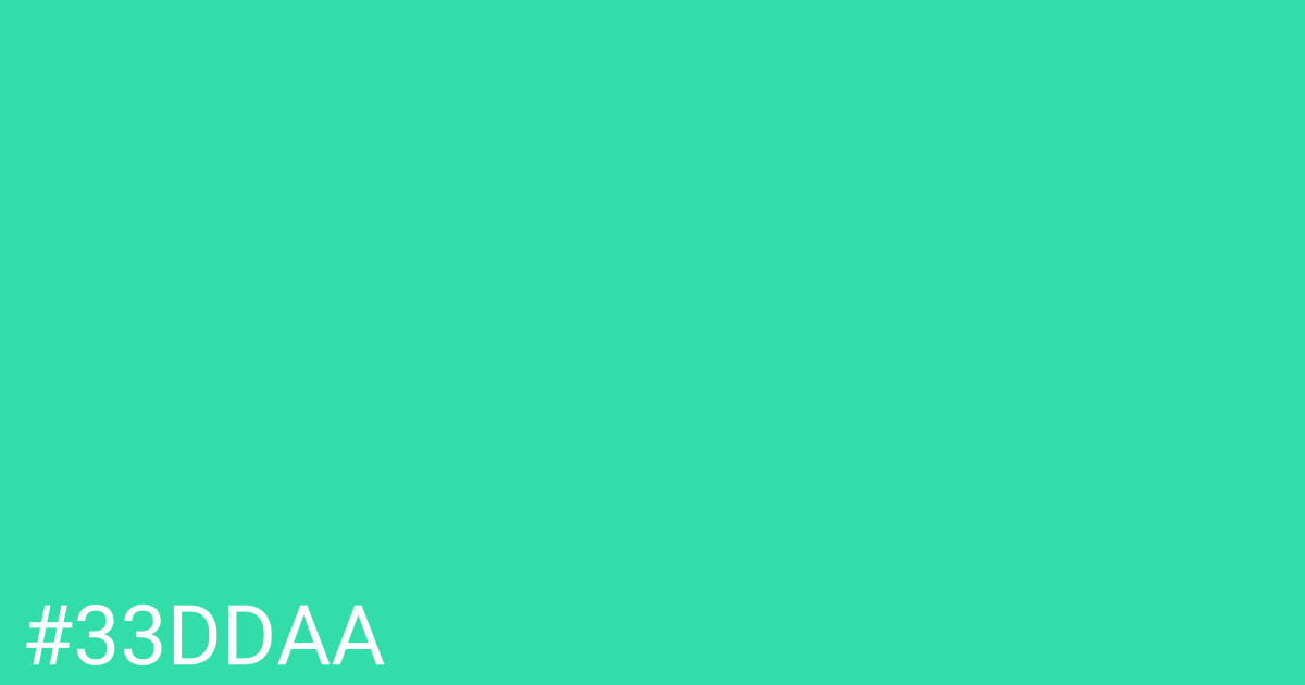 Hex color #33ddaa graphic