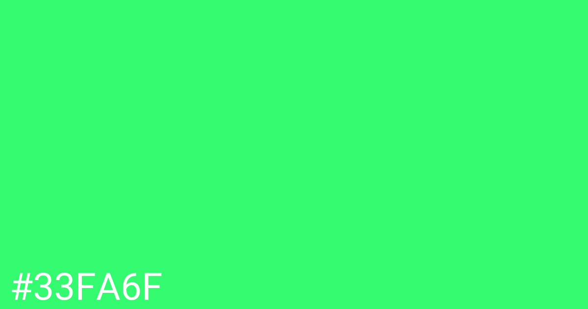 Hex color #33fa6f graphic