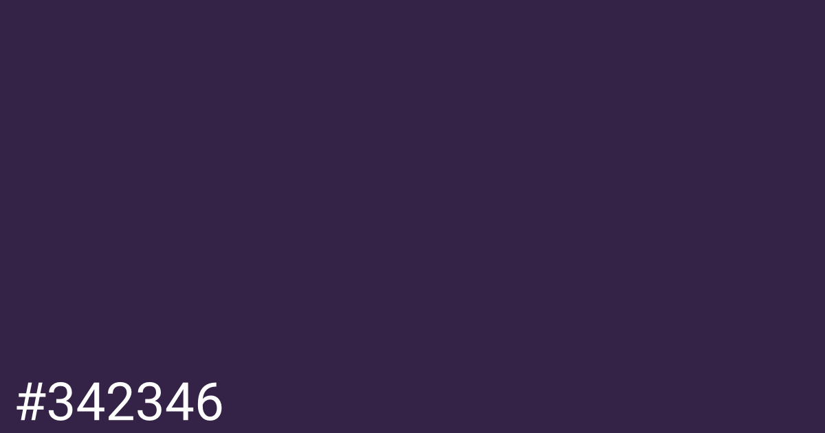 Hex color #342346 graphic