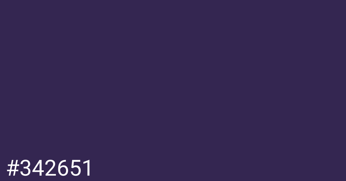 Hex color #342651 graphic