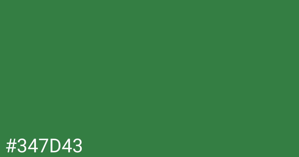 Hex color #347d43 graphic