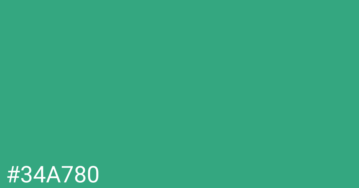 Hex color #34a780 graphic