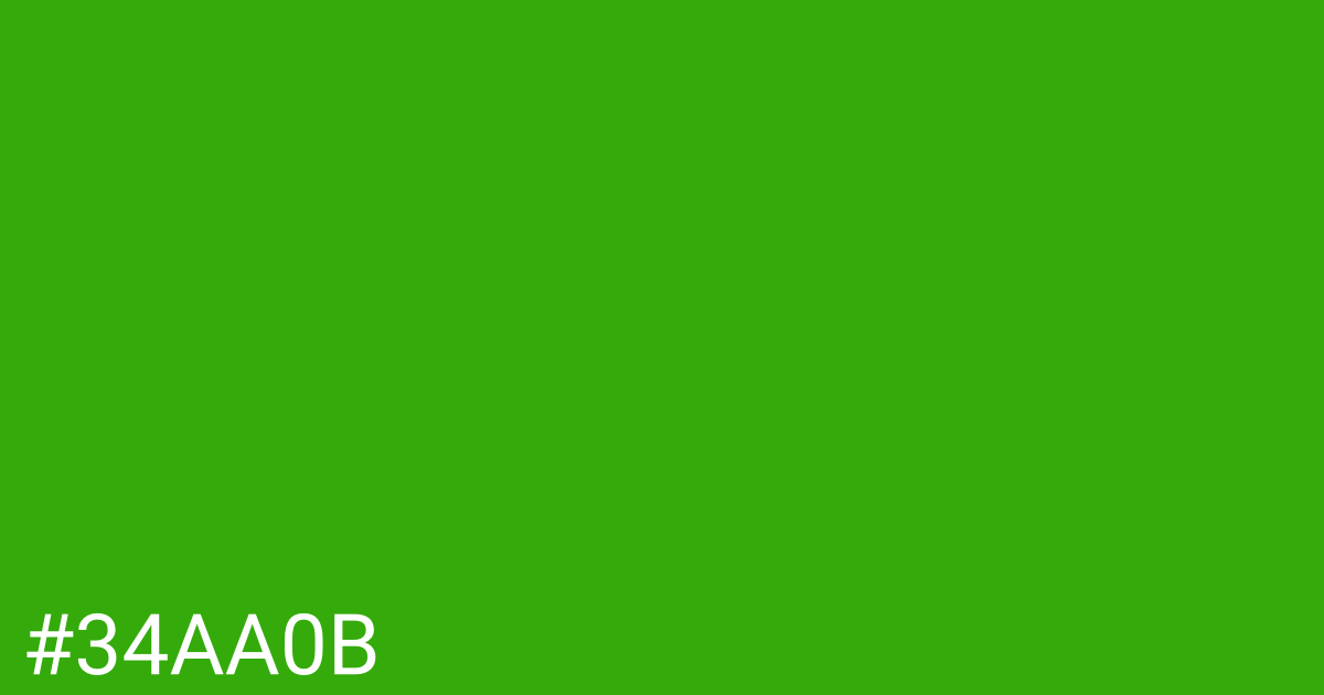 Hex color #34aa0b graphic
