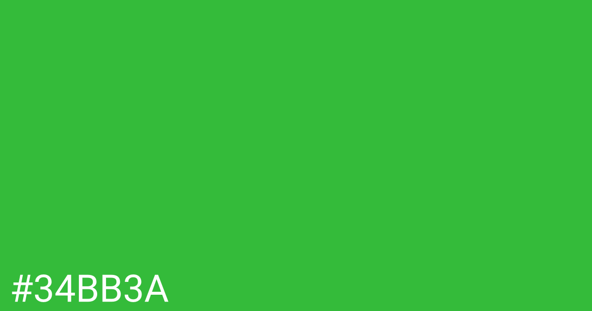 Hex color #34bb3a graphic