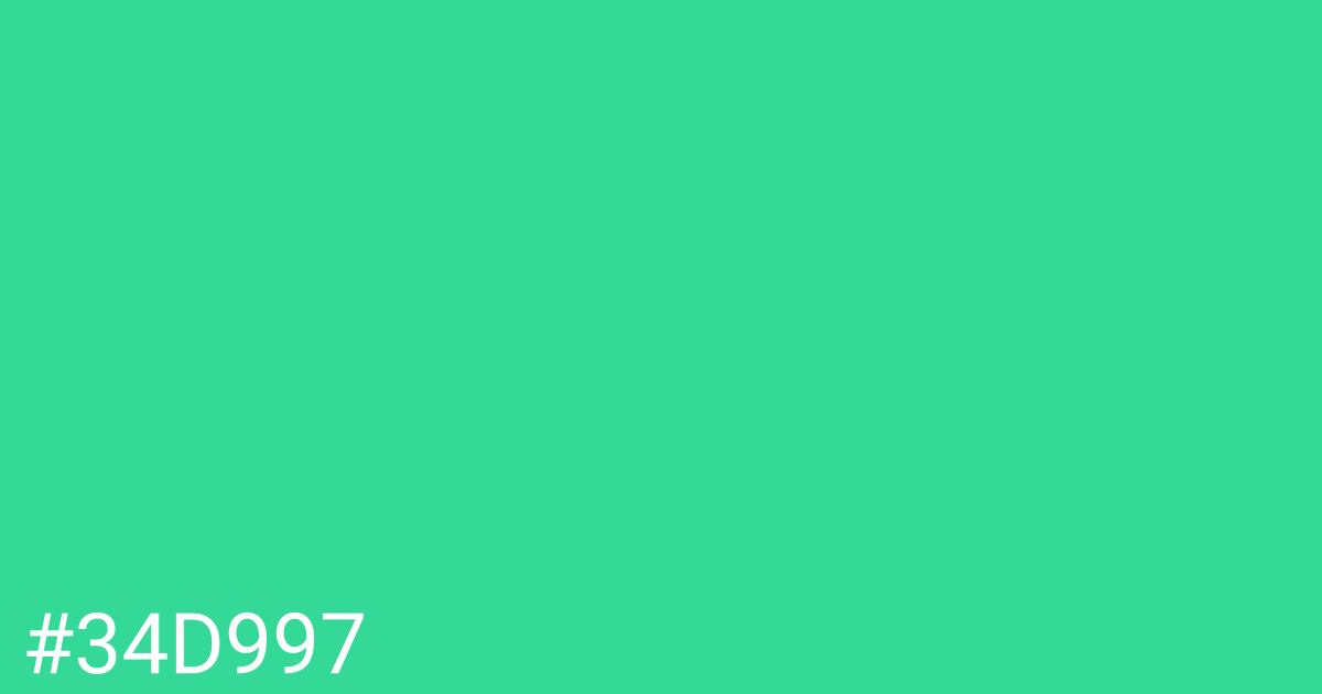 Hex color #34d997 graphic