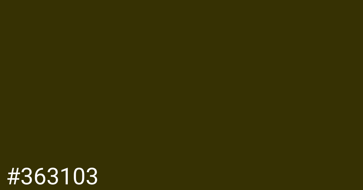 Hex color #363103 graphic