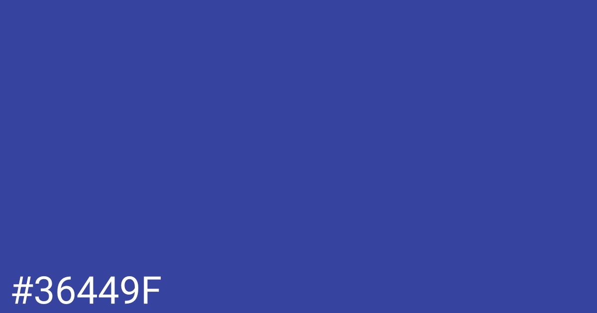 Hex color #36449f graphic