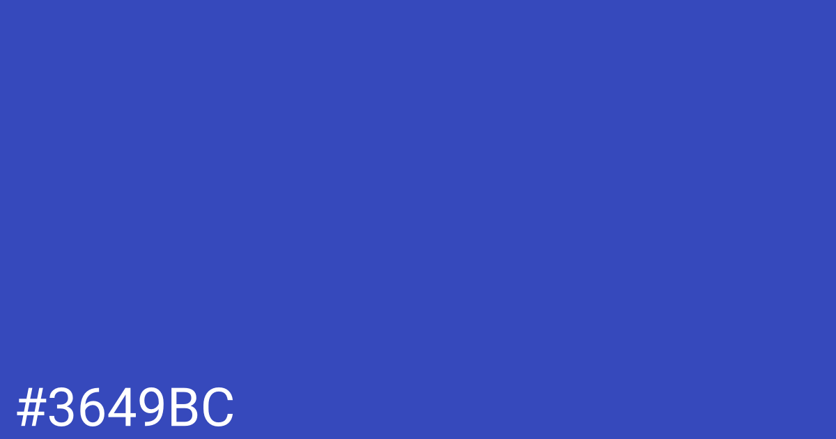 Hex color #3649bc graphic