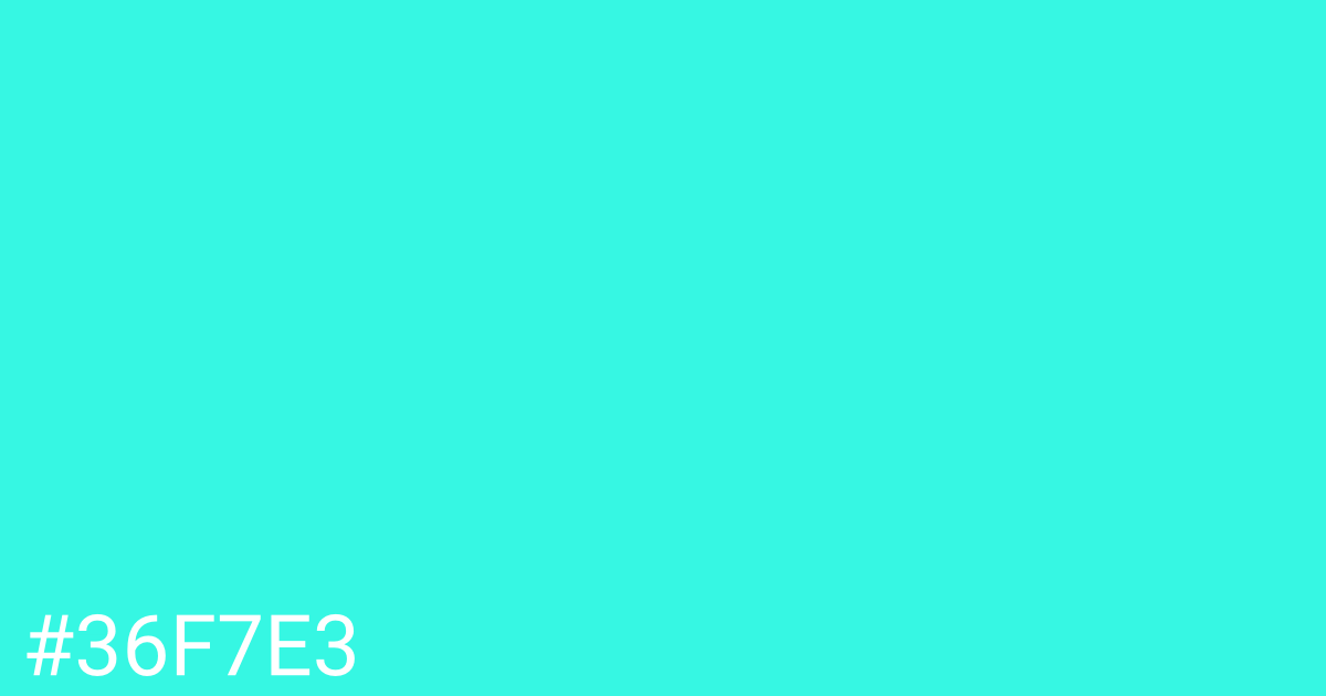 Hex color #36f7e3 graphic