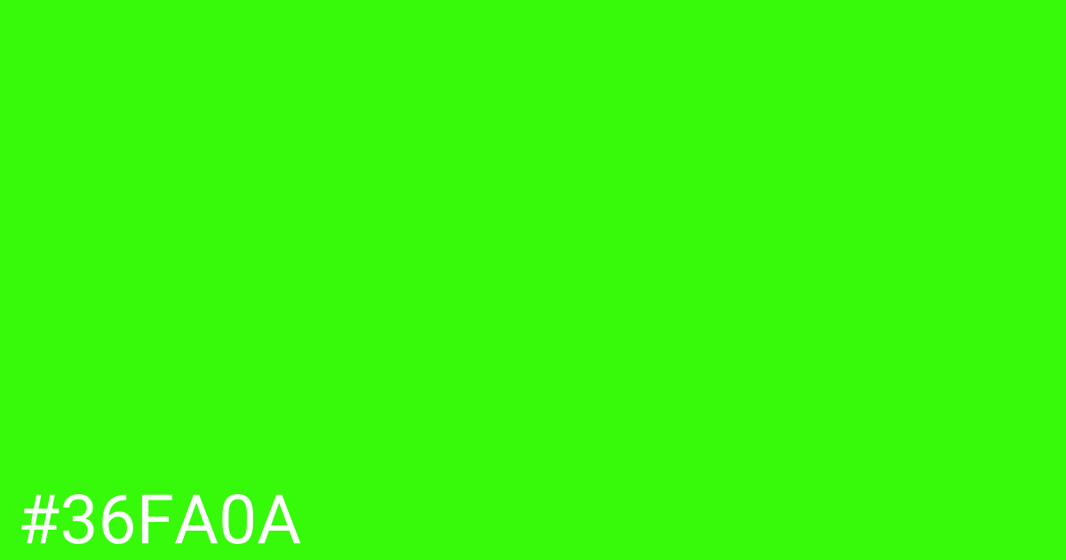 Hex color #36fa0a graphic