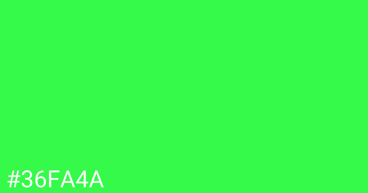 Hex color #36fa4a graphic