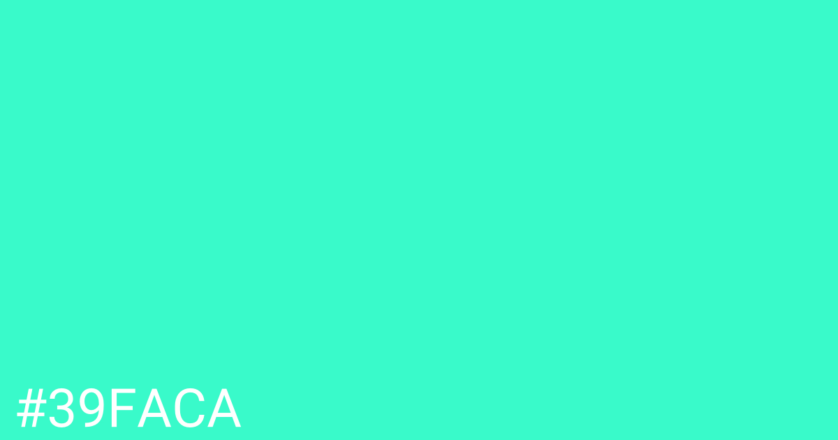 Hex color #39faca graphic