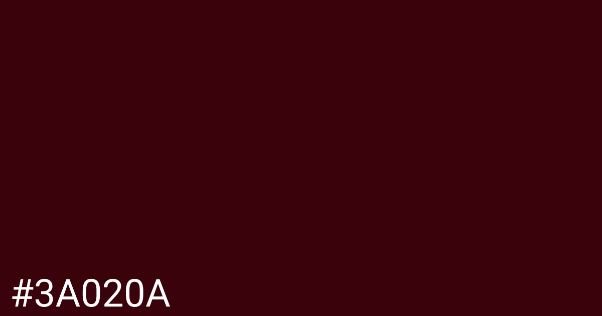 Hex color #3a020a graphic