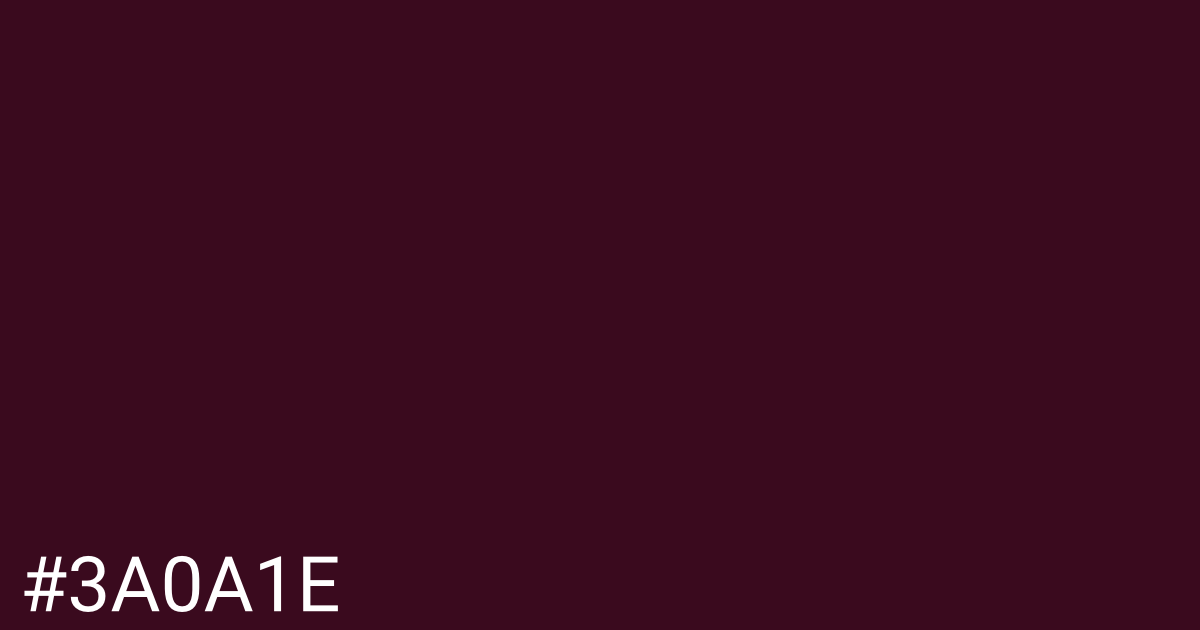 Hex color #3a0a1e graphic