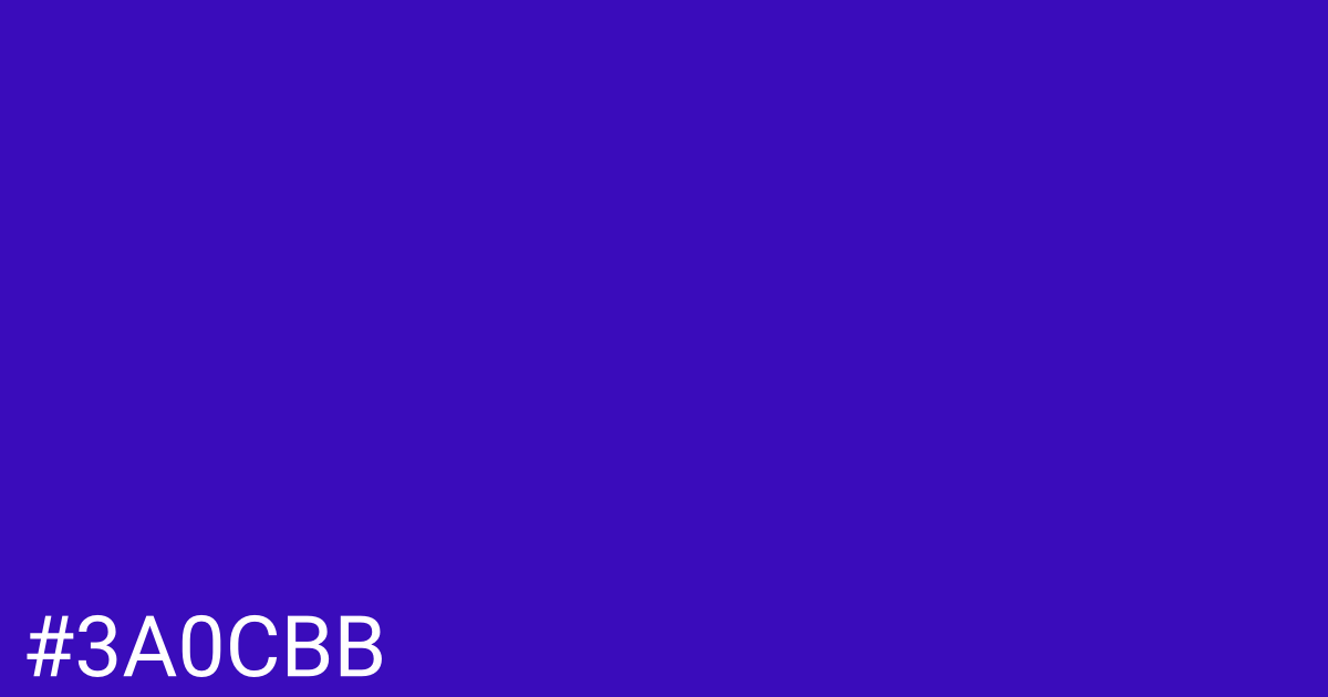 Hex color #3a0cbb graphic