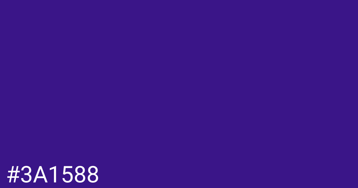 Hex color #3a1588 graphic