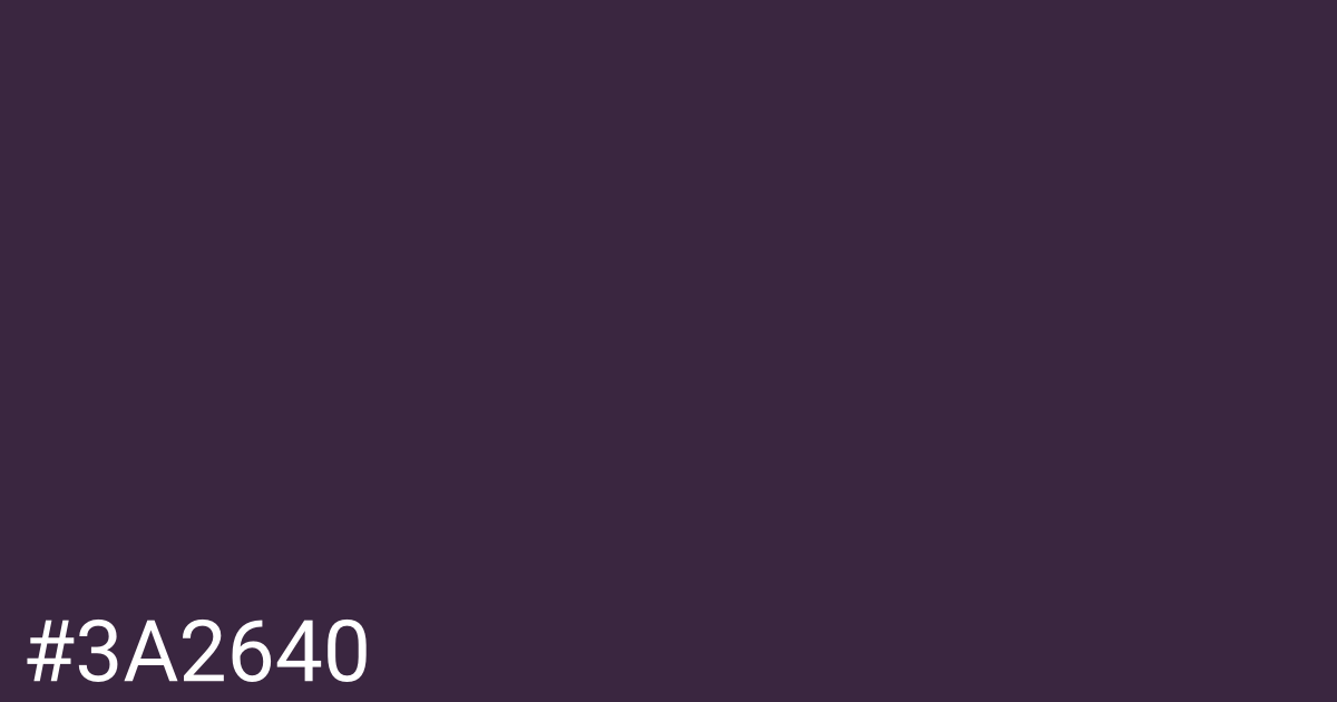 Hex color #3a2640 graphic