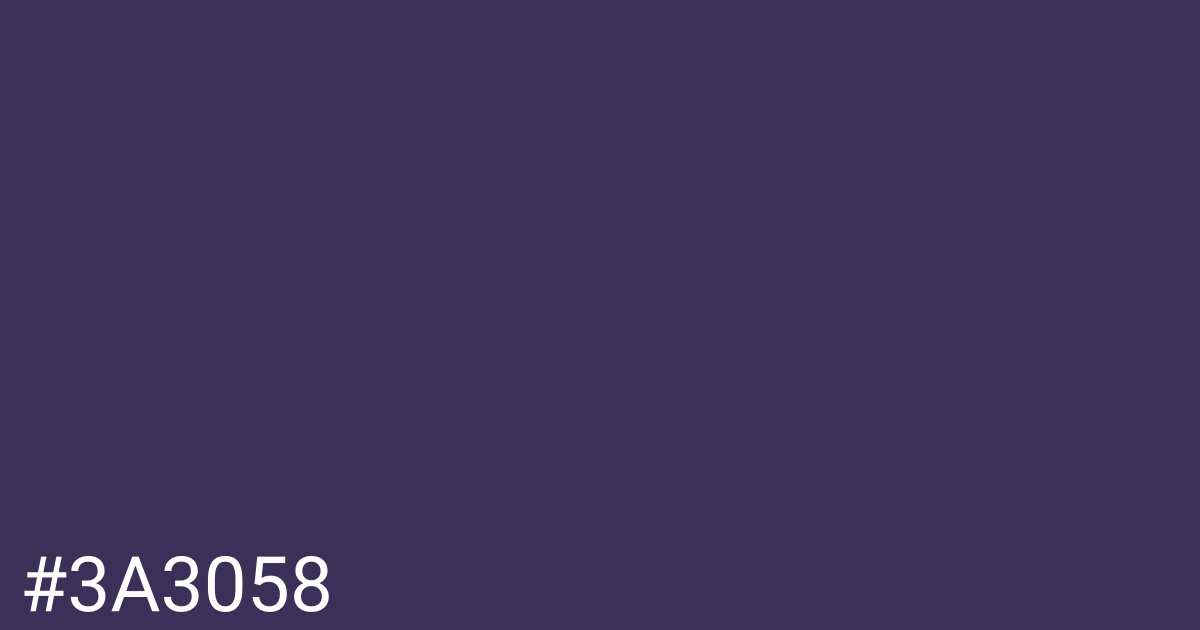 Hex color #3a3058 graphic