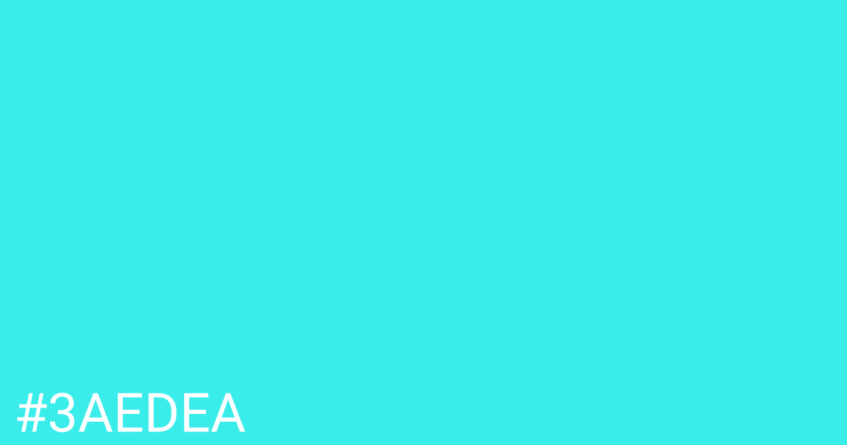 Hex color #3aedea graphic