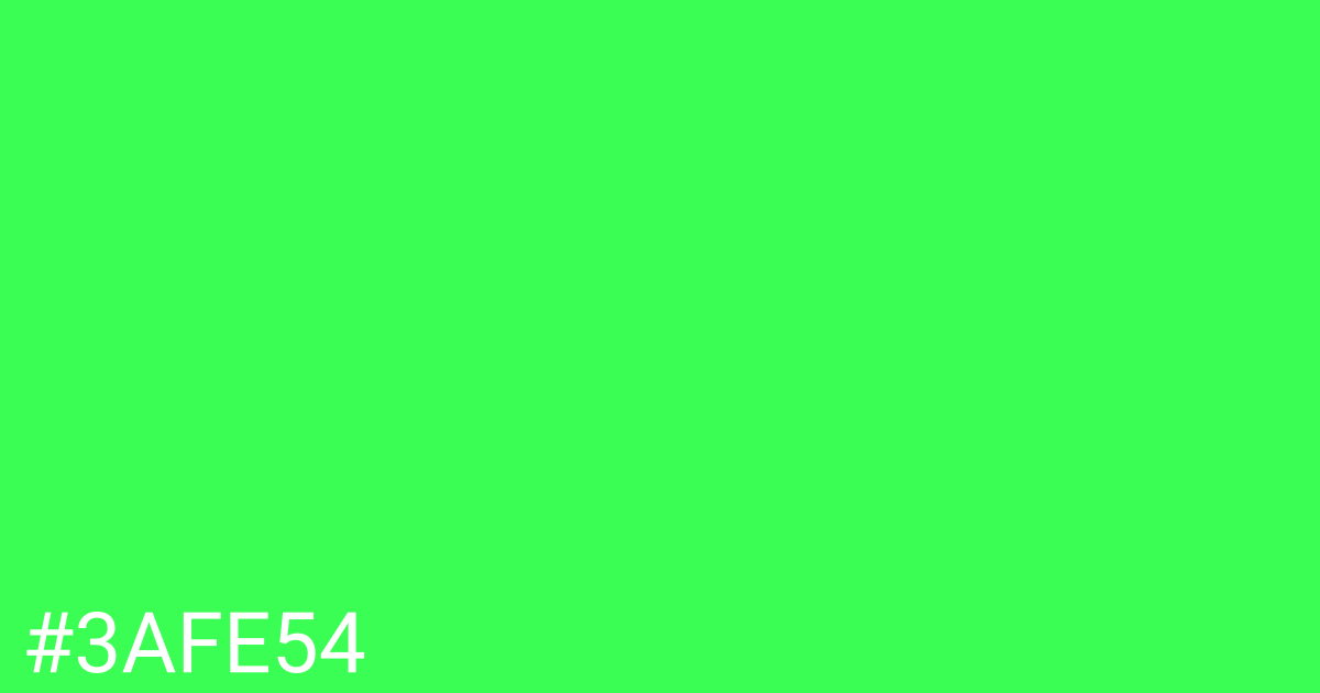 Hex color #3afe54 graphic