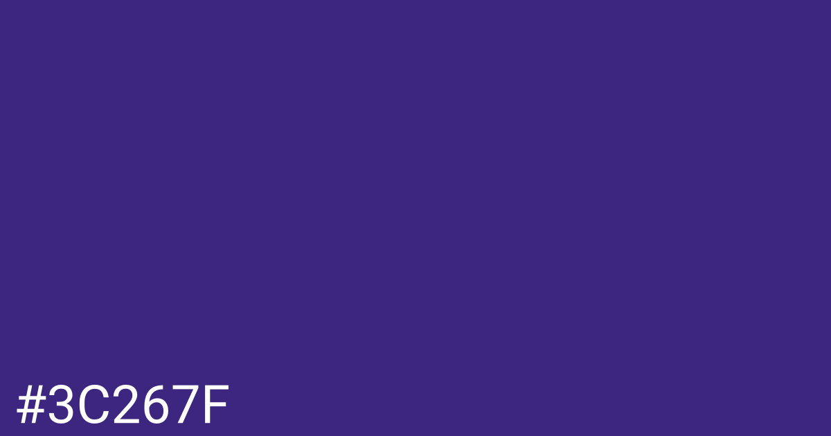 Hex color #3c267f graphic